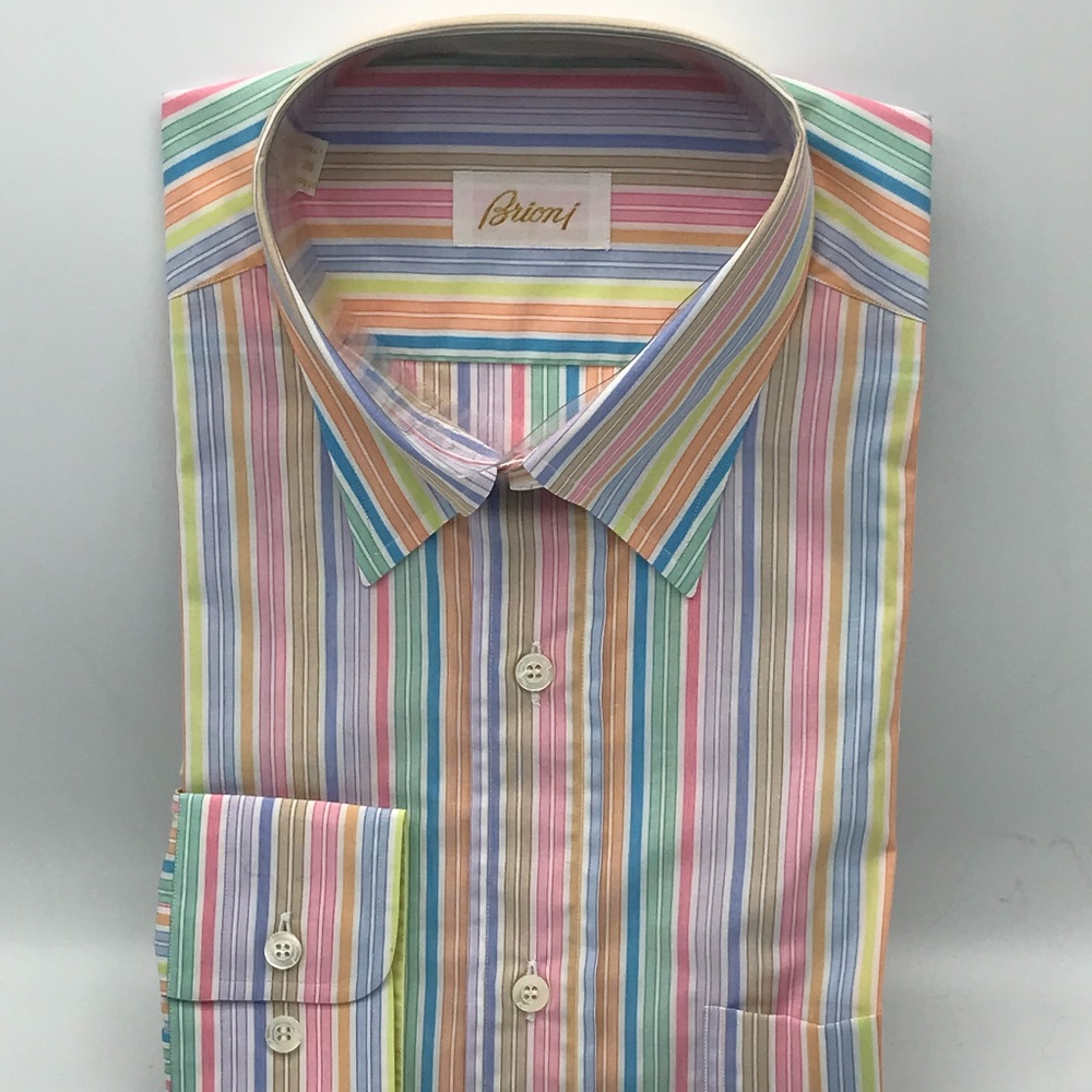 Brioni Men's Dress Shirt.  (New)  Made in Italy.  Multi-colored.